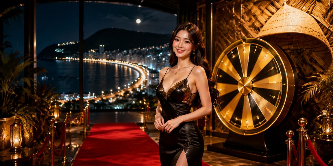 Người chơi roulette trực tuyến đội nón lá tại bờ biển Vũng Tàu lúc hoàng hôn